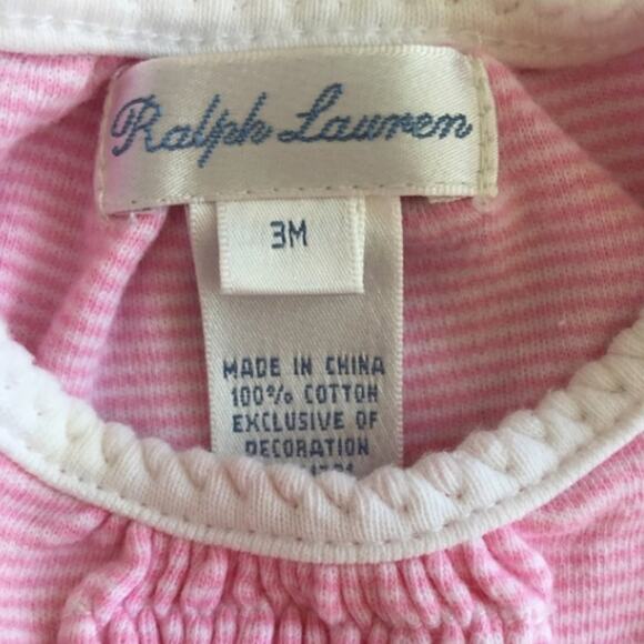 Ralph Lauren Pink & White Stripe Romper 3 Months - Picture 2 of 3